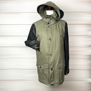 MACKAGE Montreal Zip Front Hooded Jacket with Leather Sleeves Removable Lining M